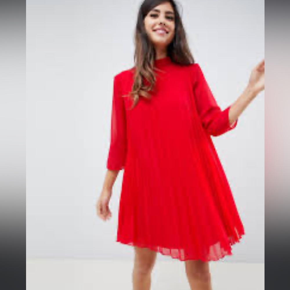 ASOS DESIGN pleated trapeze mini dress Sz 6 NWT